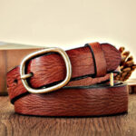 2.8CM Women's Genuine Cowhide Leather Belt with Copper Buckle